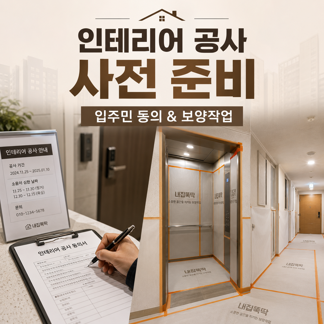 용인시 인테리어 시작은 내집뚝딱! 아파트 입주민 동의서 대행부터 엘리베이터 완벽 보양작업까지 한 번에 해결